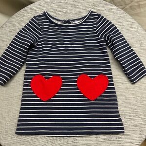 Old Navy Navy and White Striped Dress with Red Heart Pockets